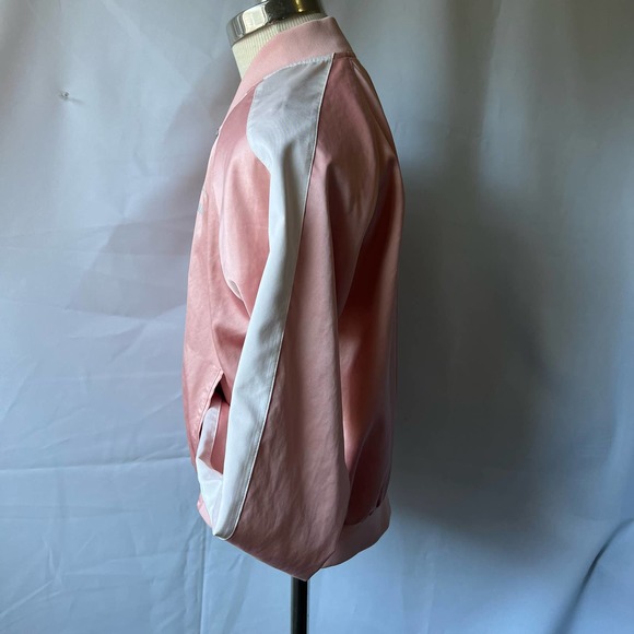 PUMA Pink and White Satin Bomber Jacket Size Small - Picture 7 of 11